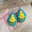 Kolczyki sutasz turkusowo -żółte