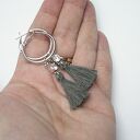 Kolczyki boho Circle Grey z chwostami