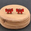 Kolczyki drewniane KOKARDY CZERWONE