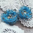 Kolczyki niezapominajki anielskie oczka lekkie tiul błękitne