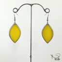 Szklane kolczyki Tiffany żółte zaostrzone elipsy (handmade)