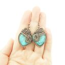 Wiszące kolczyki z howlitem - miedziane serduszka wire wrapping