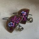 Kolczyki Exotic Flowers & Smoky Quartz - emaliowane kwiaty z kwarcem dymnym