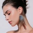 robione - długie pióra Wyjątkowe, ręcznie tworzone kolczyki w formie długich