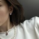 Kolczyki sztyfty z różowego złota i białymi perłami Swarovski Crystal 4 mm