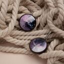 Drewniane kolczyki z wzorem, kolczyki ze stali nierdzewnej, kolczyki ze stali medycznej