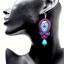 Kolczyki sutaszowe ręcznie haftowane Czerwone Koguty