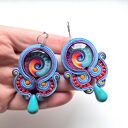 Kolczyki sutaszowe haftowane ręczny Tahiti