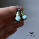 Kolczyki Mint & Scarab Green z jadeitem i hematytem - srebrne bigle z mosiądzu