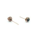 Kolczyki sztyfty z onyksu - miedziane wire wrapping, oksydowane