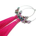 Długie kolczyki boho koła z chwostami - stal szlachetna i Swarovski