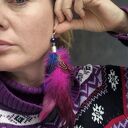 Kolczyki pióra boho kolorowe - lekkie, ręcznie robione w pojedynczym egzemplarzu