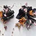 Kolorowe, lekkie kolczyki handmade w czerni, różu i oranżu