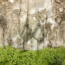 Szklane kolczyki deltoidy bezbarwne Tiffany - handmade z patynowaną cyną