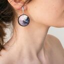 Drewniane z wzorem, ze nierdzewnej, kolczyki ze stali medycznej