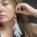 Kolczyki długie pióra kolorowe - lekkie i boho 