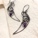 Srebrne kolczyki z ametystem - wire wrapping ze srebra 925 - ręcznie robione