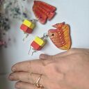 Kolczyki ceramiczne ryby - pojedyncza sztuka boho folk (Ruda Klara)