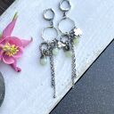 Chalcedon i koniczynka - srebrne kolczyki