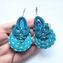 Kolczyki Haftowane Sutasz Turquoise Spiral - Turkusowa Spirala w stylu boho