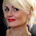 Srebrne długie kolczyki wiszące Shambala - fuksja i amarant