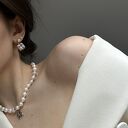 Kolczyki perły z retro kwadratami z różowego złota