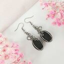 Kolczyki Lawa Wulkaniczna stal chirurgiczna handmade wirewrapping