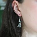 Kolczyki srebrne z zajączkami szare - biżuteria handmade