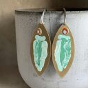 Kolczyki Celadon Fish & Red Eye Accent z mosiądzu i srebra 925