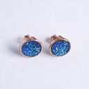 Kolczyki sztyfty - druzy niebieskie - mini, stal