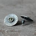 Srebrne kolczyki wkrętki z pirytęm - Azteckie Słońce (2 cm)