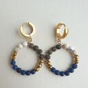 Kolczyki DONUTS multi lapis lazuli, bronzyt, howlit