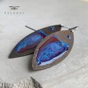 Kolczyki ze srebra i mosiądzu Fish Dark Ruby & Deep Blue