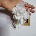 Kolczyki kwiatowe białe koła - długie i lekkie (handmade)