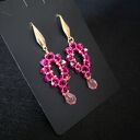 Długie wiszące kolczyki „Fuchsia & Rose” - fuksja i róż