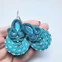 Kolczyki Haftowane Sutasz Turquoise Spiral - Turkusowa Spirala w stylu boho