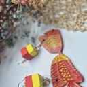 Kolczyki ceramiczne ryby - pojedyncza sztuka boho folk (Ruda Klara)