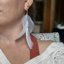 Kolczyki białe pióra leciutkie w stylu boho