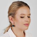 Pozłacane kolczyki w odcieniu butelkowej zieleni e20/68