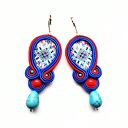 Kolczyki sutaszowe ręcznie haftowane Czerwone Koguty