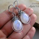 Kolczyki kamień księżycowy - wire wrapping ze stali chirurgicznej