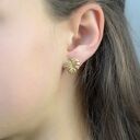 Złota monstera mała - kolczyki srebrne