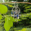 Kolczyki Koraliki Szafirowe Masa Perłowa