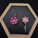 Różowe wiszące kolczyki Crystal Fuchsia Maxima z kryształków Preciosa