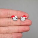 Świąteczne kolczyki Pusheen w czapkach Mikołaja - kotki Mikołaje, idealny prezent pod choinkę