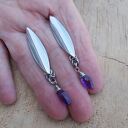Kolczyki ametystowe markizy - efektowne chainmaille z ametystem