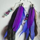 Kolczyki pióra boho kolorowe lekkie wykonane w pojedynczym egzemplarzu