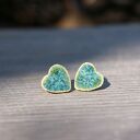 Ceramiczny kolczyki serduszka zielone