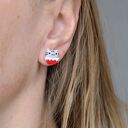 Pusheen kotki w czerwonych babeczkach - urocze kolczyki sztyfty handmade (12 mm)