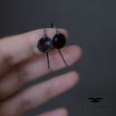 Kolczyki Polne Kwiaty - Dark Ruby i Purple (oksydowane srebro 925)